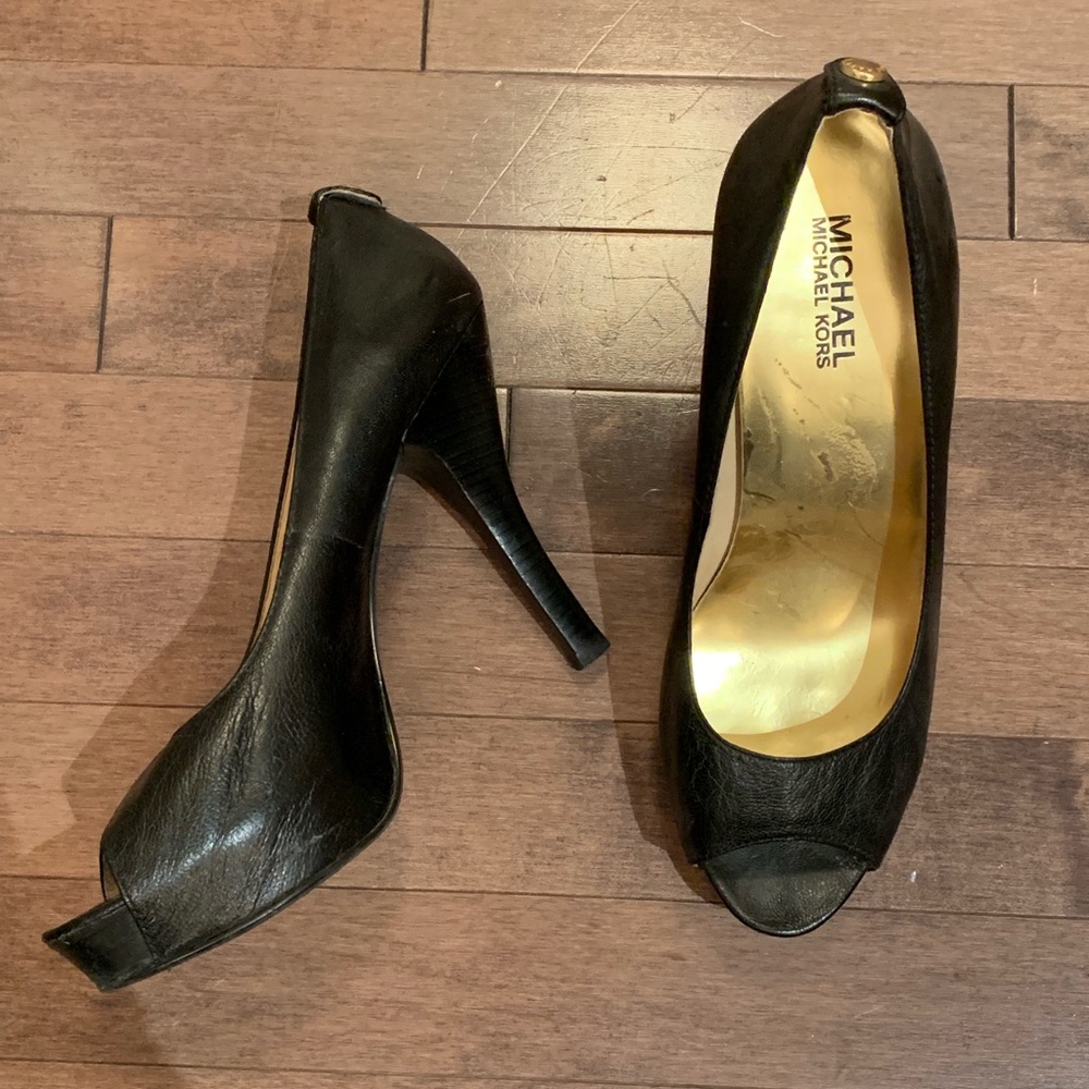 Michael Kors Black Peep-Toe Heels